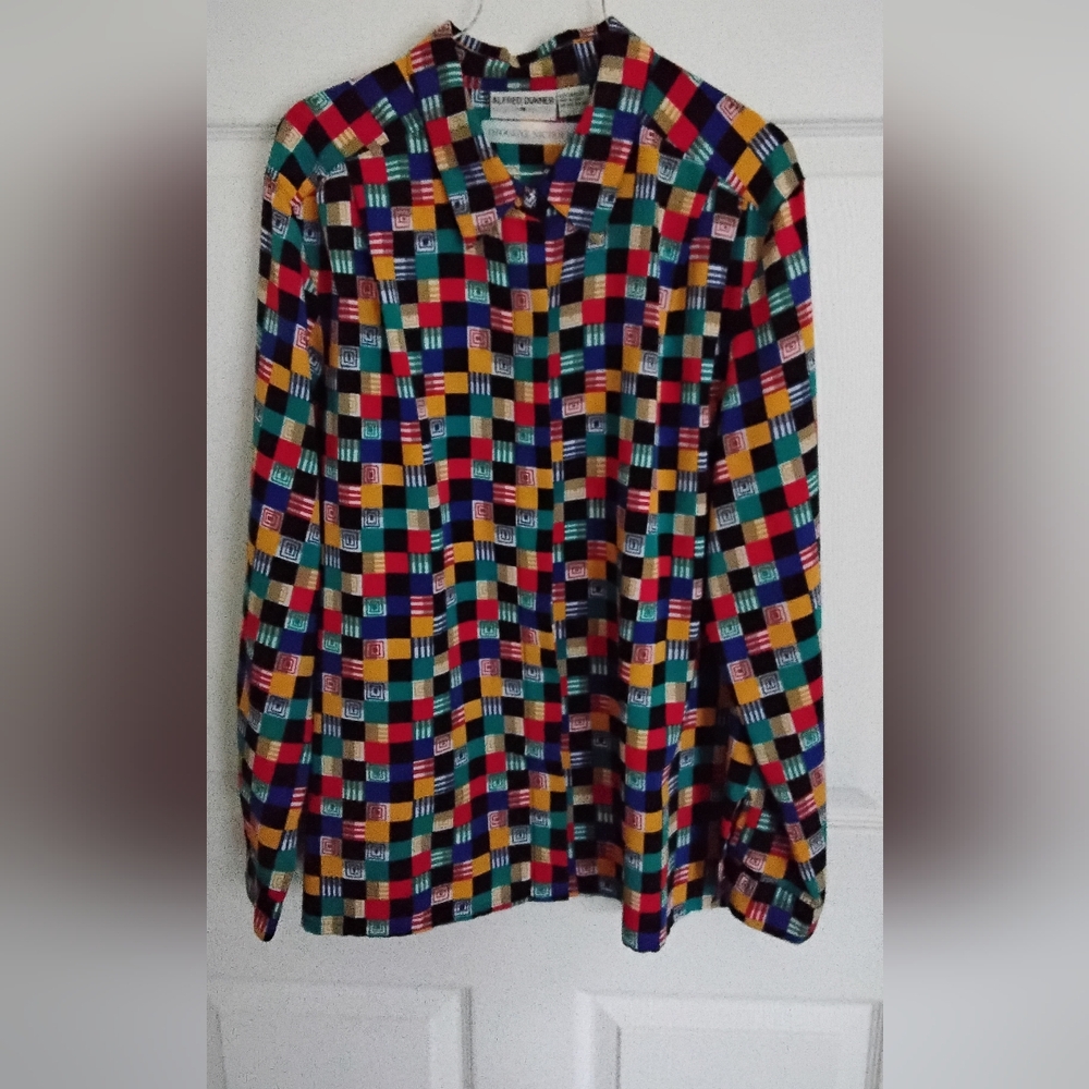 Alfred Dunner Multicolor Checkered Button-Down Shirt